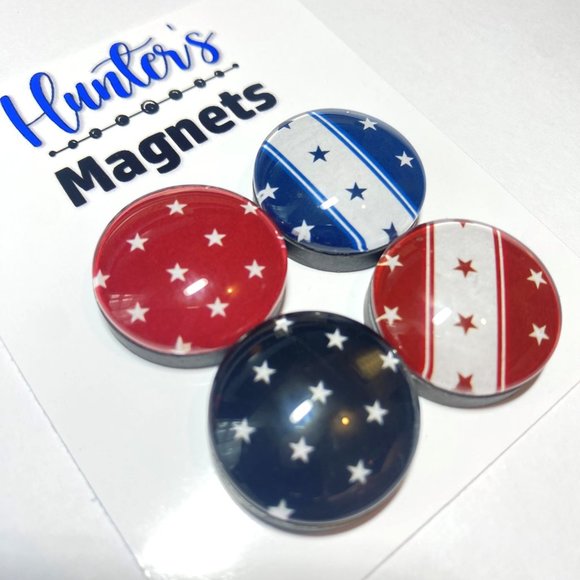 Set of 4 Handcrafted Glass Stars & Stripes 2 - Refrigerator Kitchen Whiteboard - Picture 3 of 3